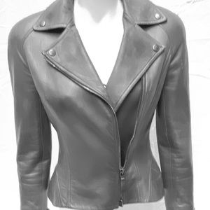 Christian Dior Women’s Form Fitted 100% Agneau Lamb Leather Jacket 
EXC